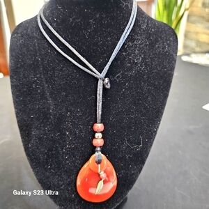 Teardrop Pendant - Carnelian Red
